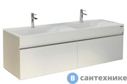 картинка Тумба с раковиной Velvex Pulsus 140 подвесная белая (tpPUL.140-21)