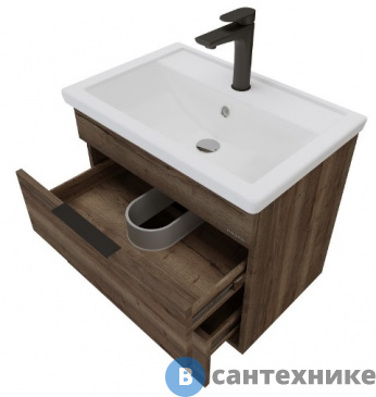 картинка Тумба под раковину Grossman ФОРТА-60 см подвесная, с 2-я ящ. темный дуб (под ум.Фостер-60)