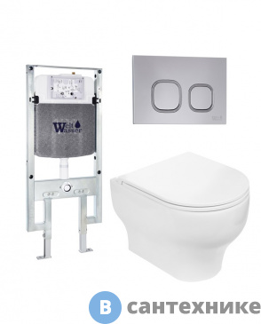 картинка Унитаз с инсталляцией WELTWASSER и кнопкой смыва (AMBERG 497 ST + ERLENBACH 004 GL-WT + AMBERG RD-CR)