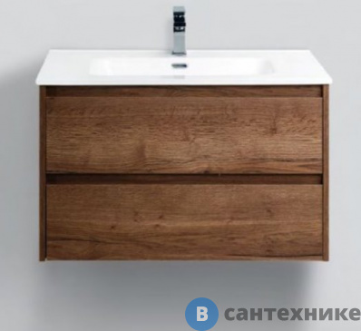 картинка Тумба под раковину BelBagno 81 см KRAFT-800-2C-SO-RT подвесная с двумя выкатными ящиками, Rovere Tabacco
