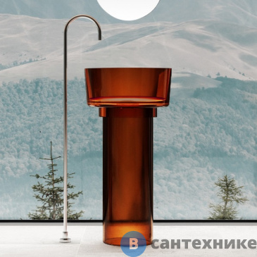 картинка Раковина ABBER Kristall AT2702Opal-H, отдельностоящая прозрачная, коричневый