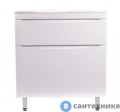 картинка Тумба под раковину Style line напольная Бергамо мини 90 (2 ящ.) Люкс антискрейтч белый, PLUS (2000949237145)