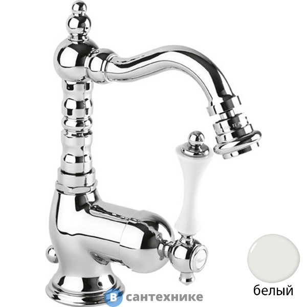 Смеситель Cezares MARGOT-BSM2-BIO для биде однорычажный c донным клапаном, белый матовый