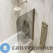 Шторка для ванны поворотная на монопетле MaybahGlass 1400*800 Стекло 6 мм Бронза +Полотенцесушитель (MGV-789-2)