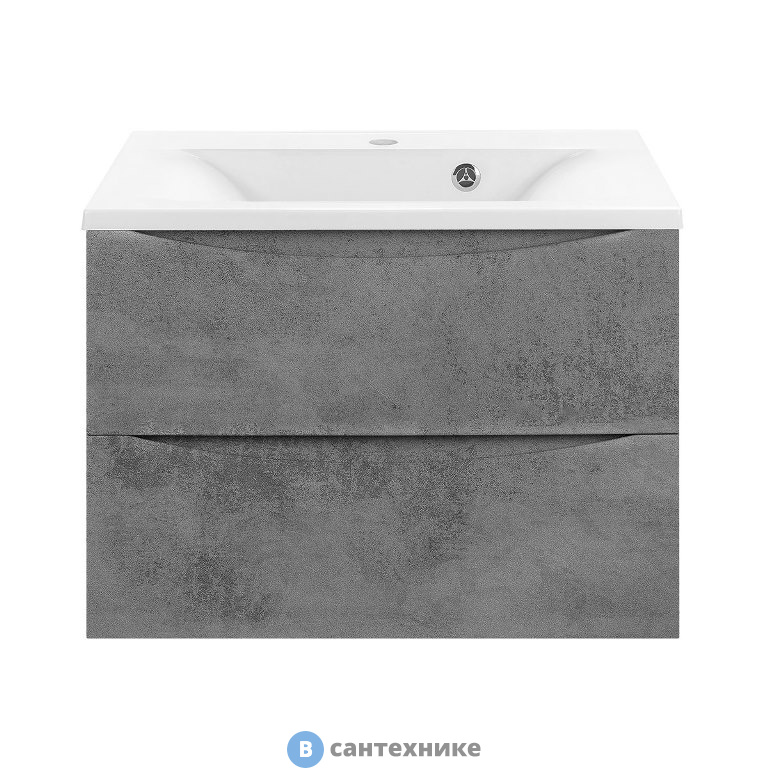 Тумба под раковину Vincea Mia 650 подвесная, 2 выкатных ящика soft close, Beton (VMC-2MA650BT)