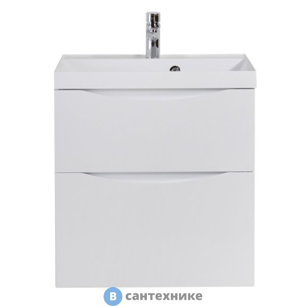 Тумба под раковину BelBagno MARINO-H60 подвесная с двумя выкатными ящиками, Bianco Lucido, 700x450x600, MARINO-H60-700-2C-SO-BL-P