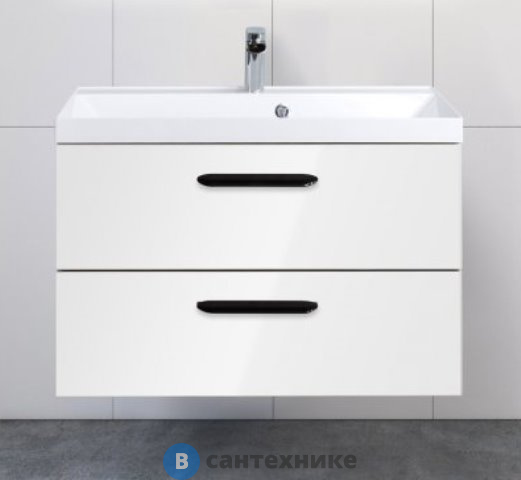 Тумба под раковину BelBagno 80 см AURORA-800-2C-SO-BL подвесная с двумя выкатными ящиками, Bianco Lucido