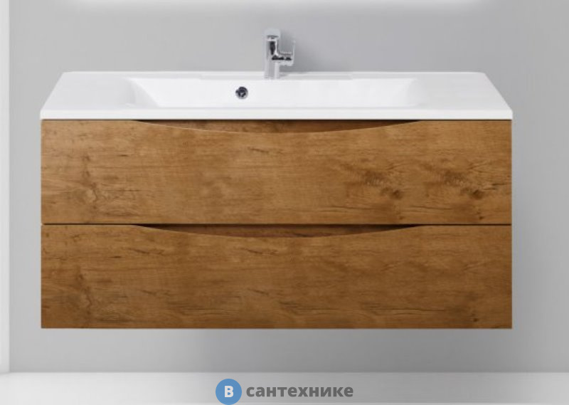 Тумба под раковину BelBagno MARINO MARINO-1100-2C-SO-RN-P подвесная с двумя выкатными ящиками, Rovere Nature, 1100x450x500