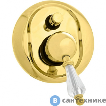картинка Смеситель Cezares VINTAGE-VDIM-03/24-Sw встраиваемый однорычажный для душа с переключателем, золото, ручка Swarovski