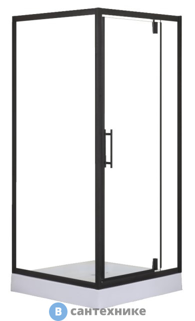 Душевой уголок Loranto CS-604A 90*90*200 R/L с низким поддоном 13 см. прозрачное стекло, профиль чёрный