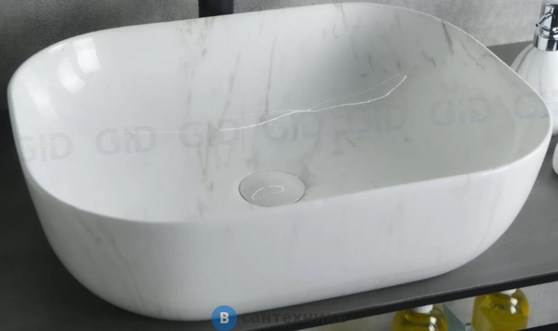 Раковина накладная GID-ceramic K397D9 под камень глянцевый (500х400х140)