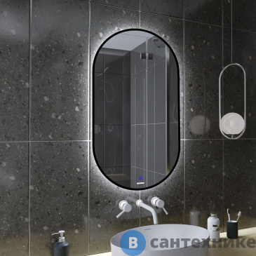 картинка Зеркало Grossman NERO-промо BLACK (500*900*45) LED с сенсорным выключателем (2450902)