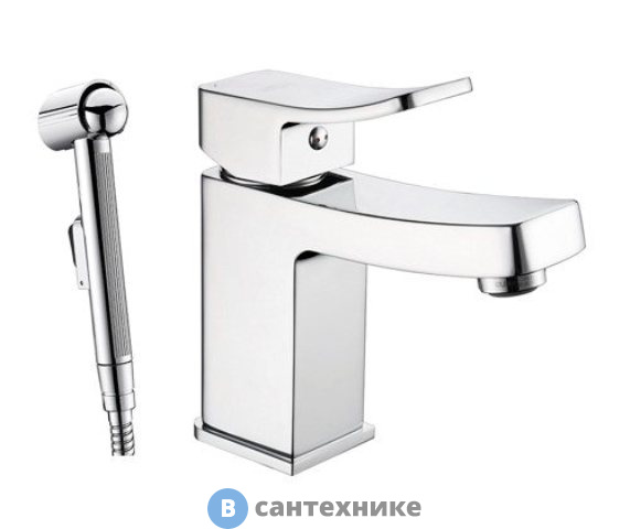 Смеситель WasserKRAFT Aller 1068 для раковины с гигиенической лейкой латунь, хромоникелевое покрытие