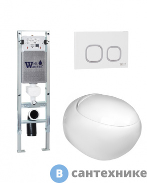 картинка Унитаз с инсталляцией WELTWASSER и кнопкой смыва (AMBERG 350 ST + JECKENBACH 004 GL-WT + AMBERG RD-WT)