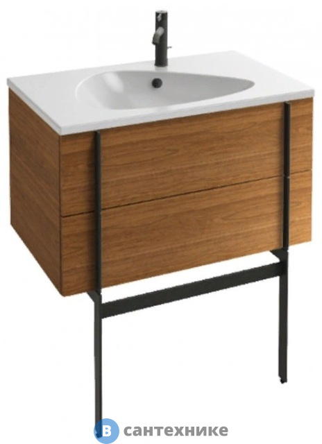 Тумба под раковину Jacob Delafon NOUVELLE VAGUE EB3030-E16 2 ящика /80/ (ореховое дерево) (без ножек)
