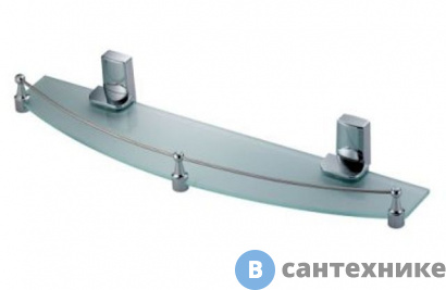 картинка Полка WasserKRAFT Leine K-5044 (К-5024) стеклянная металл, хромоникелевое покрытие, закаленное матовое стекло