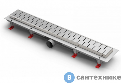 картинка Водоотводящий пластиковый желоб AZARIO D40 (боковой слив) c рамкой из нерж. стали, с решеткой Medium 750 мм (AZ-CH 750 MN)