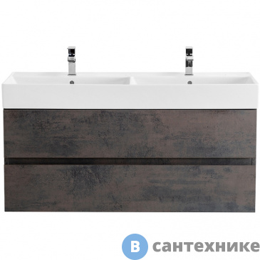 картинка Тумба под раковину Cezares MOLVENO 46 подвесная, под раковину с двумя чашами, с двумя выкатными ящиками, Ossido, 1200x460x500, MOLVENO 46-120-2C-SO-2-OSS