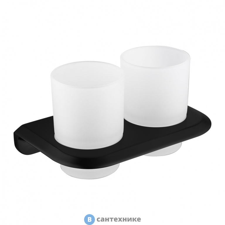 Стакан двойной ABBER Nord AA1557B для зубных щеток, чёрный матовый