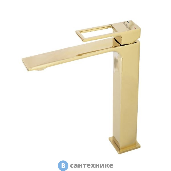 Смеситель BelBagno LUCE LUC-LMC-ORO-W0 для накладных раковин, без донного клапана, золото