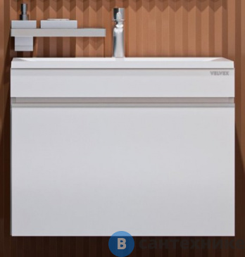 картинка Тумба с раковиной Velvex Pulsus 70 подвесная белая (tpPUL.70-21)