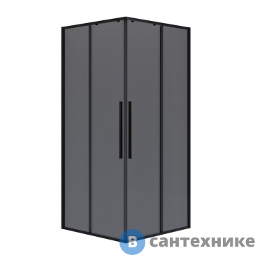 картинка Душевое ограждение Niagara NG-2823-34 BLACK (90*90*195) квадрат, раздвижная, черный матовый, стекло тонирован, без поддона