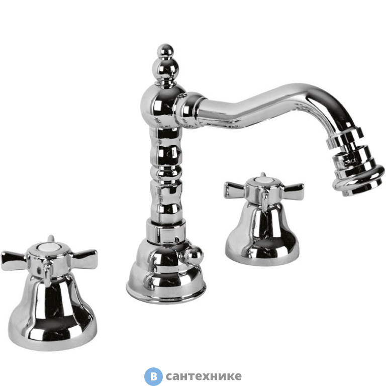 Смеситель Cezares LORD-BBS2-01 на биде на три отверстия с донным клапаном хром, ручки хром