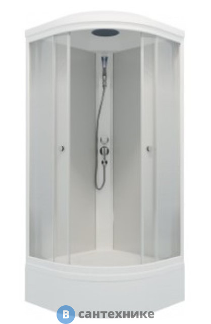 Душевая кабина Тритон Лайт 90*90 В 1/4 круга, сред. подд., Градиент, белый, ДН4 (DK210)