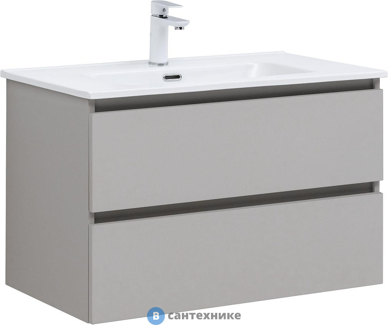 Тумба с раковиной Aquanet Вега 2.0 80 2 ящ. цв.бежевый (раковина Flat) (344774)