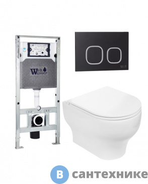 картинка Унитаз с инсталляцией WELTWASSER и кнопкой смыва (AMBERG 506 ST + ERLENBACH 004 GL-WT + AMBERG RD-BL)
