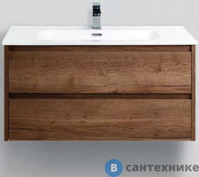 картинка Тумба под раковину BelBagno 101 см KRAFT-1000-2C-SO-RT подвесная с двумя выкатными ящиками, Rovere Tabacco