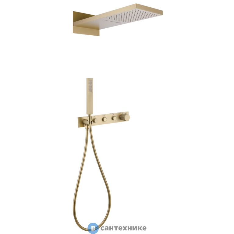 Душевая система ABBER Rund AF8752G скрытого монтажа без излива, термостат, золото матовое