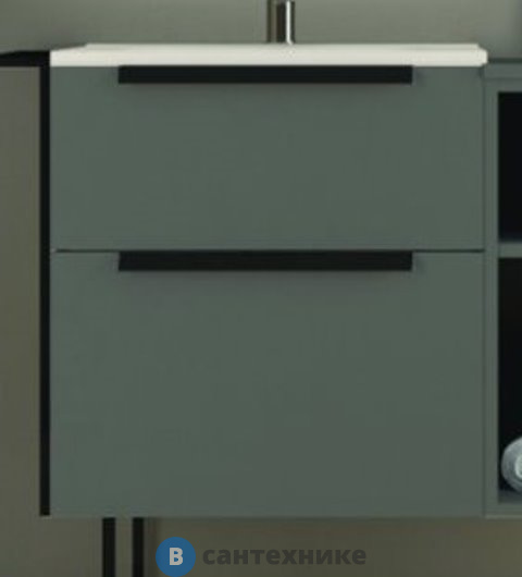 Тумба под раковину Cezares URBAN 55157 с двумя выдвижными ящиками, Grigio opaco, 60x46x62