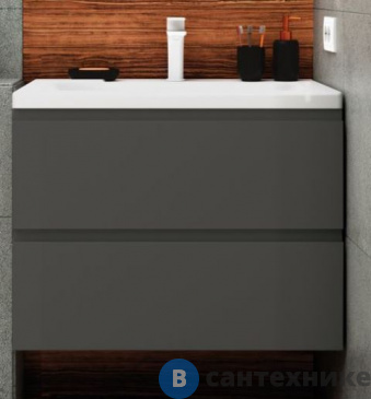 картинка Тумба под раковину Art & MAX BIANCHI AM-Bianchi-750-2C-SO-GM подвесная с двумя выкатными ящиками, серый матовый