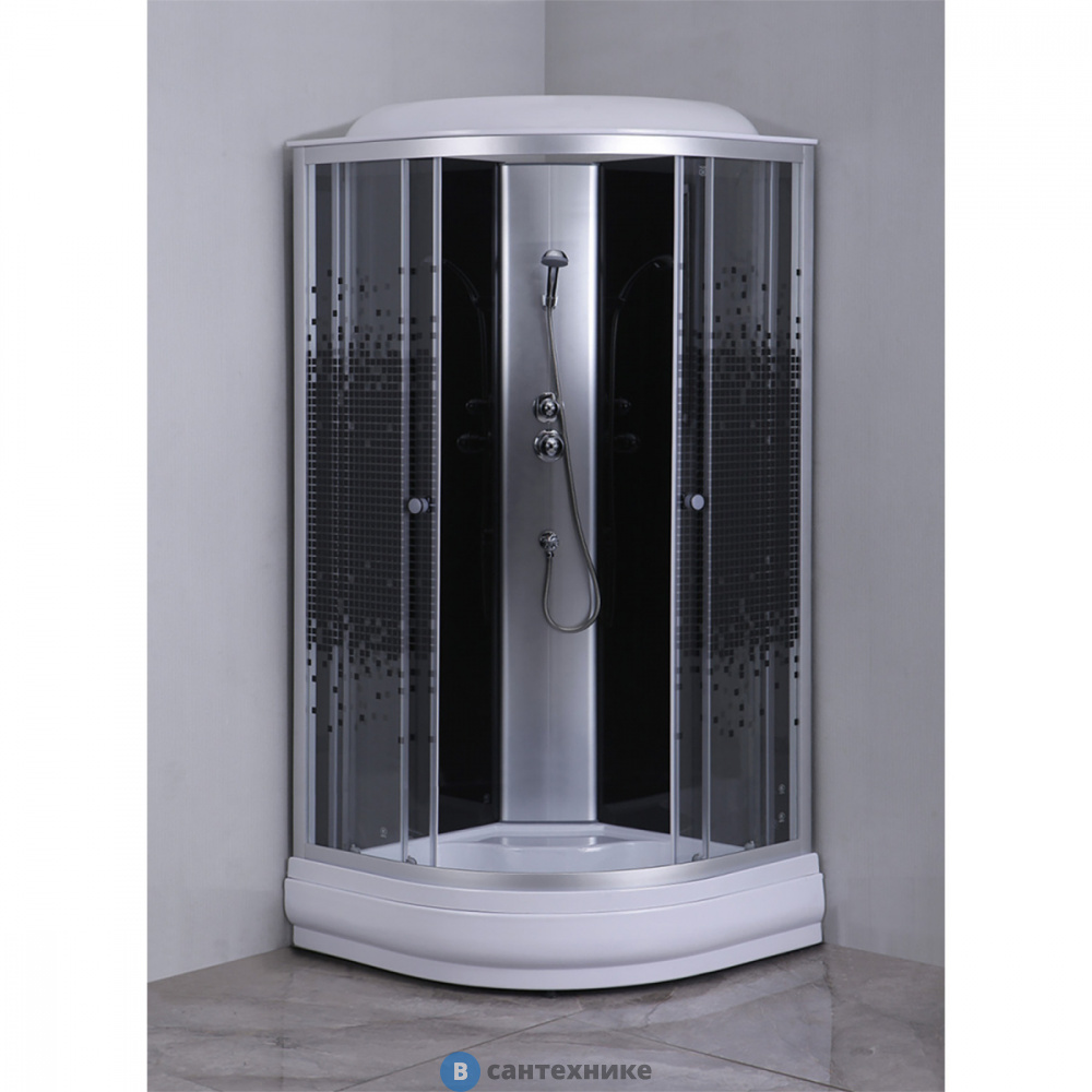 Душевая кабина Loranto CS-6690-13K 90*90*215 мозайчатый узор, прозрачное стекло 4 мм. профиль хром