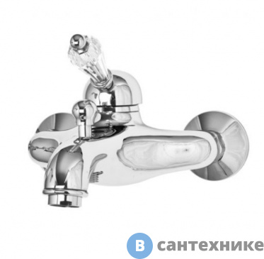 картинка Смеситель Cezares VINTAGE-VM-01-Sw для ванны и душа однорычажный, хром, ручка Swarovski
