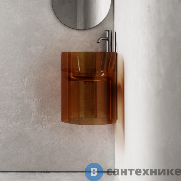 картинка Раковина ABBER Kristall AT2705Opal подвесная прозрачная угловая коричневая