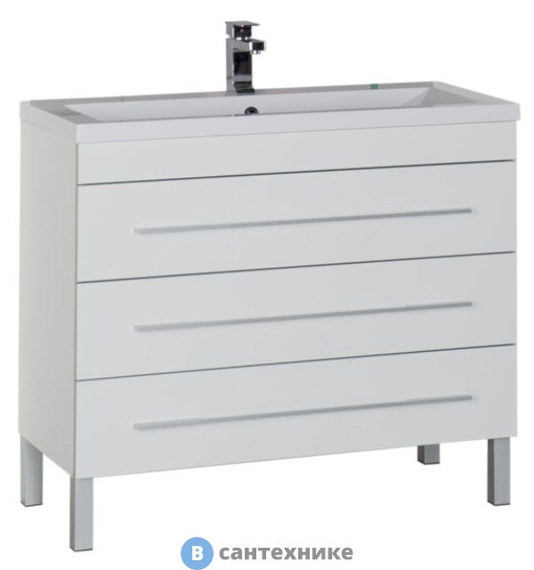 Тумба под раковину Aquanet Верона 100 напольная с 3-мя ящ. белый (178471)