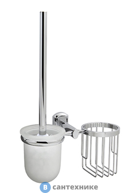 Держатель WasserKRAFT Oder K-3035 освежителя и щетки для унитаза металл, хромоникелевое покрытие, матовое стекло