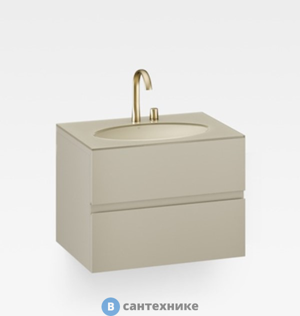 Тумба под раковину Armani Roca Island подвесная 81.6х59хн61 см со столешницей, для 1 раковины встраив снизу (арт 7327762), сифон, 2 ящика, greige (7.8567.1.982.0)