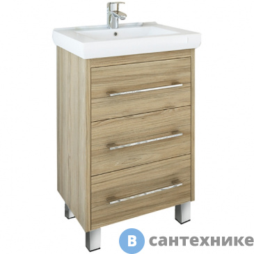 картинка Тумба под раковину Ирлен ЛАРГО-60 напольная 3 ящика, вотан (под ум. COMO-60) /137507/