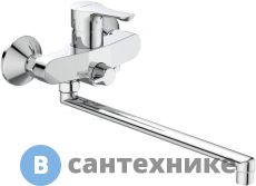 Смеситель Vidima WAVE BA417AA для ванны и душа настенный, длинный излив (хром)