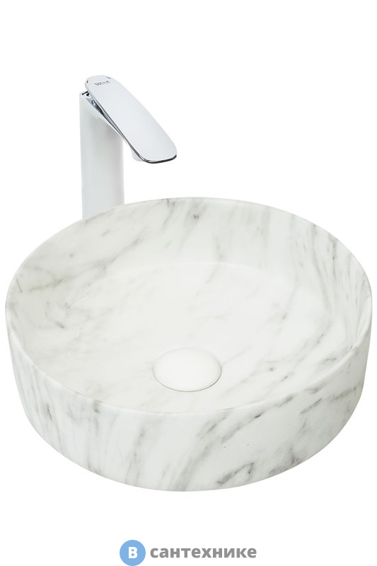 Раковина WELTWASSER ELBACH 3134 M820 накладная (белая с серым) /355х355х120/