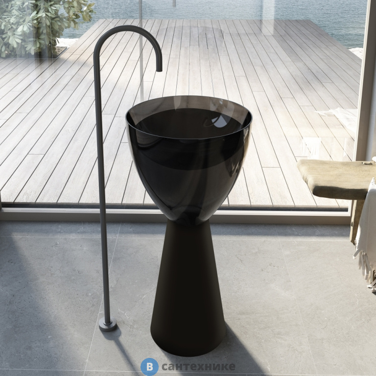 Раковина ABBER AT2703Onyx-Black черный/черный матовый отдельностоящая прозрачная