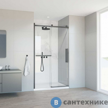 картинка Душевая дверь Vincea Como Soft VDS-1CS110CLGM, 1100, вороненая сталь, стекло прозрачное