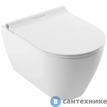 картинка Унитаз подвесной SEREL SAPPHIRE безободковый со встр. форсункой биде с тонким сиденьем микролифт (SP26BM+ 223BS)