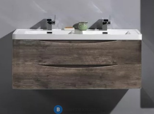 Тумба под раковину BelBagno 120 см ANCONA-N-1200-2C-SO-2-RW подвесная двухмоечная с двумя выкатными ящиками, с доводчиками, для раковины с двумя чашами, Rovere Moro