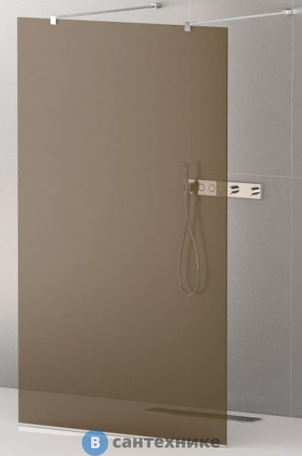 Душевая перегородка Cezares LIBERTA-L-2-120-120-BR-Cr с возможностью двустороннего входа, стекло бронза, профиль хром, 1200x1200x1950 мм