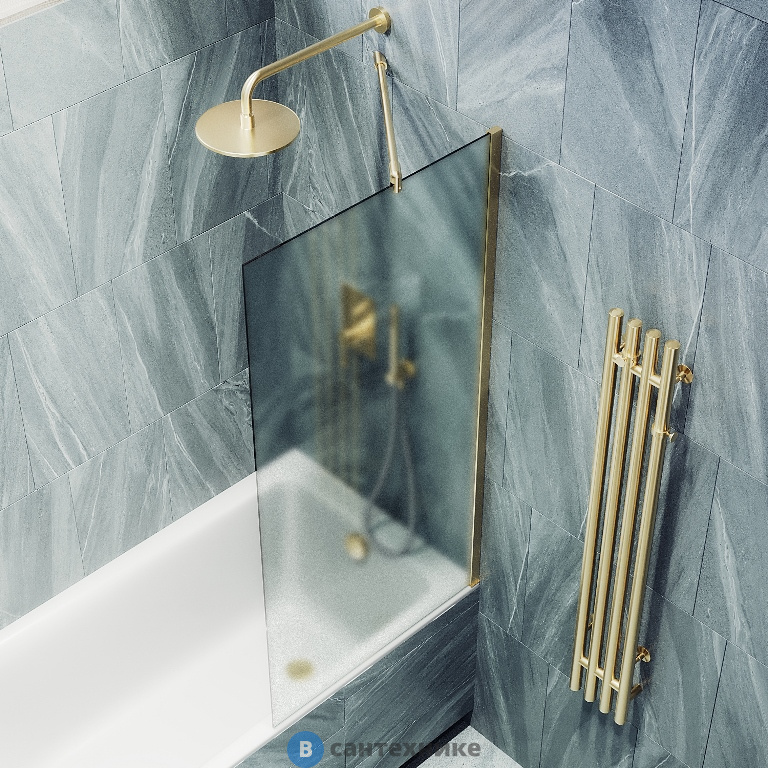 Шторка для ванны в профиле MaybahGlass 1400*400 Стекло 8 мм Сатин (MGV-90-3ш)