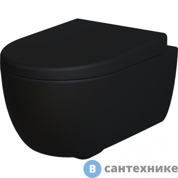 картинка Унитаз подвесной Ambassador Abner 103T20201R (545*360*330) матовый чёрный, безободковый, без сиденья